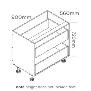 900mm 2 drawer base cabinet